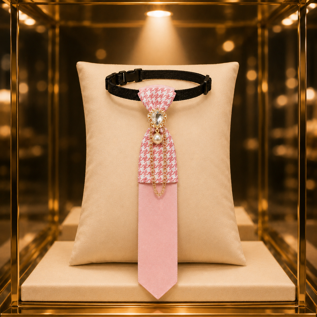 Rosalie · Größe M – roséfarbene Tierkrawatte mit Schmuckdetail