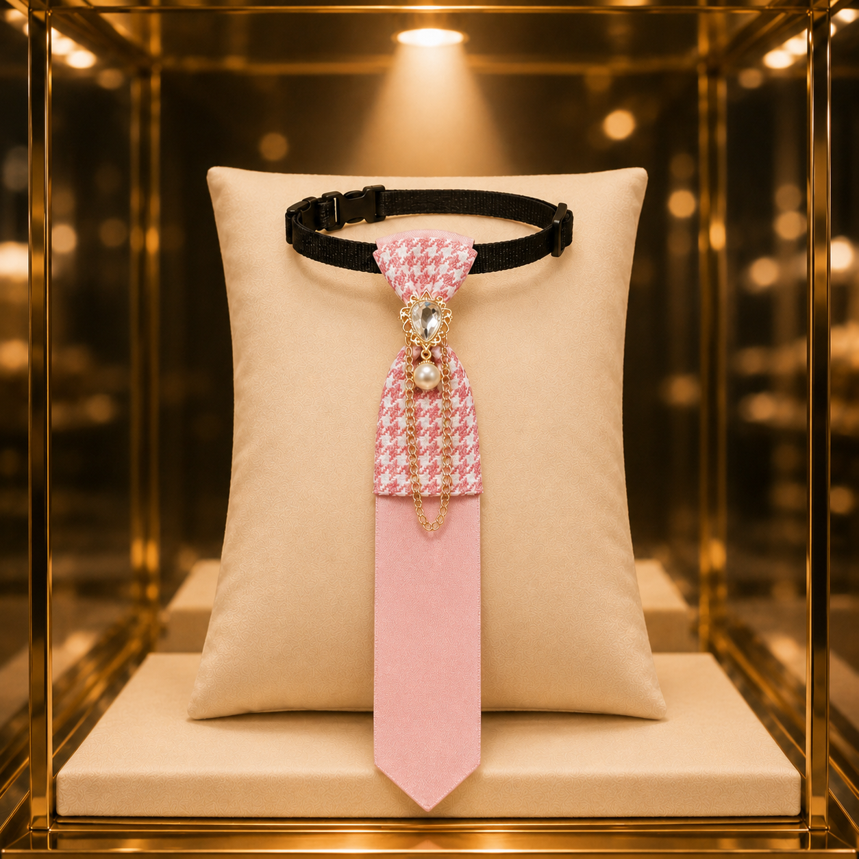 Rosalie · Größe M – roséfarbene Tierkrawatte mit Schmuckdetail