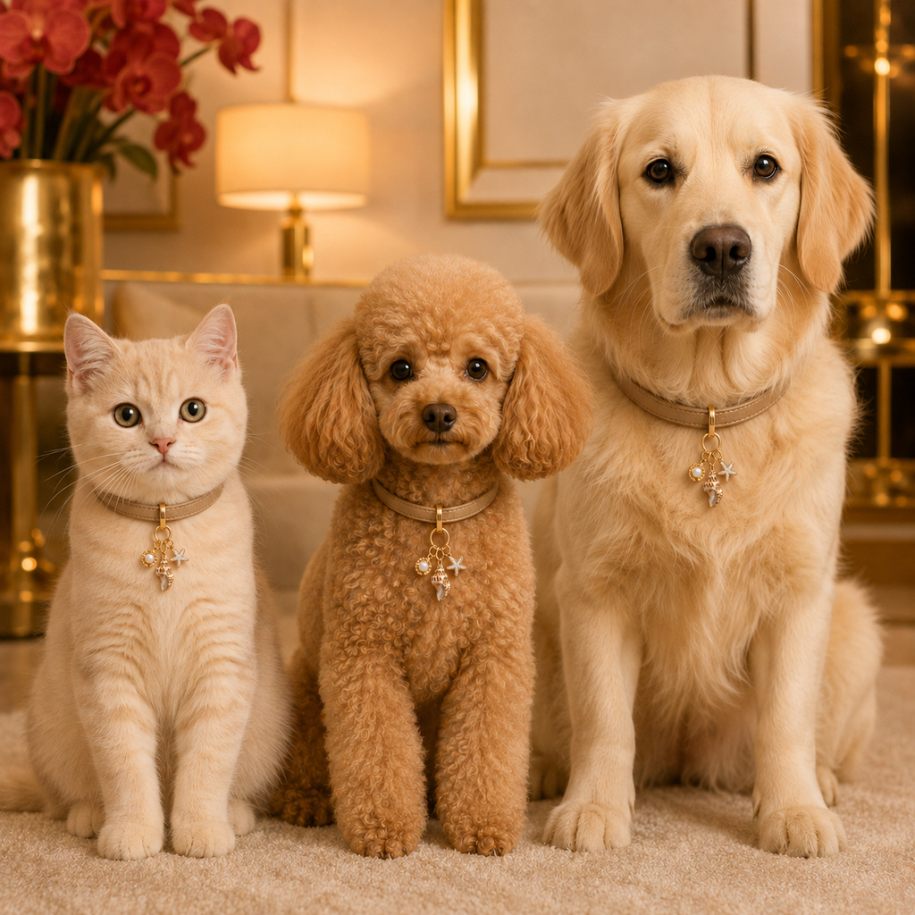 Maris · Halsbandanhänger mit Muschel, Seestern & Kunstperle für Hunde & Katzen