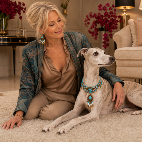 Azura • Größe L–XL • Schmuckset mit Tiercollier & Ohrhängern für Hunde & Lieblingsmenschen