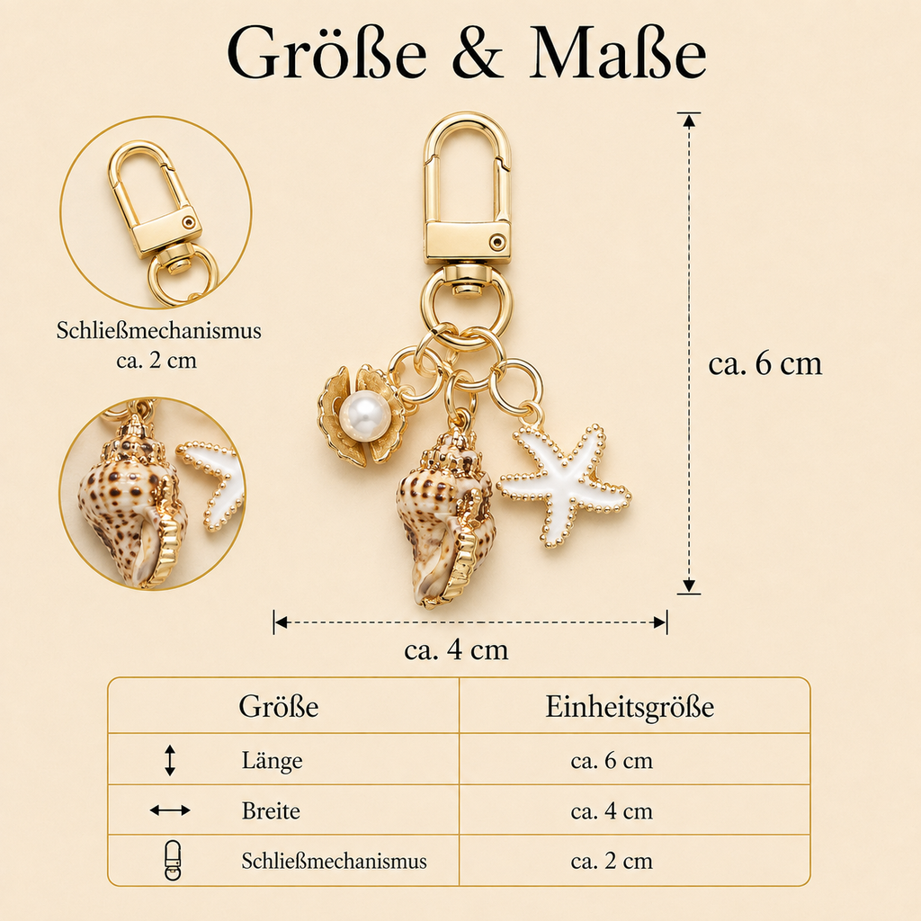 Maris · Halsbandanhänger mit Muschel, Seestern & Kunstperle für Hunde & Katzen