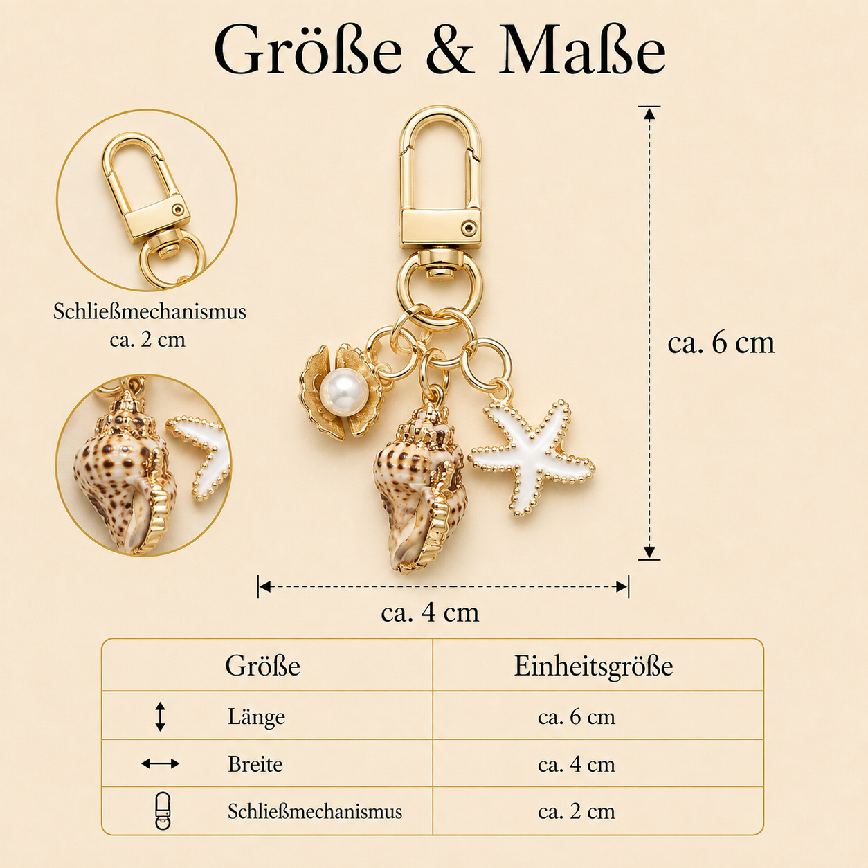 Maris · Halsbandanhänger mit Muschel, Seestern & Kunstperle für Hunde & Katzen