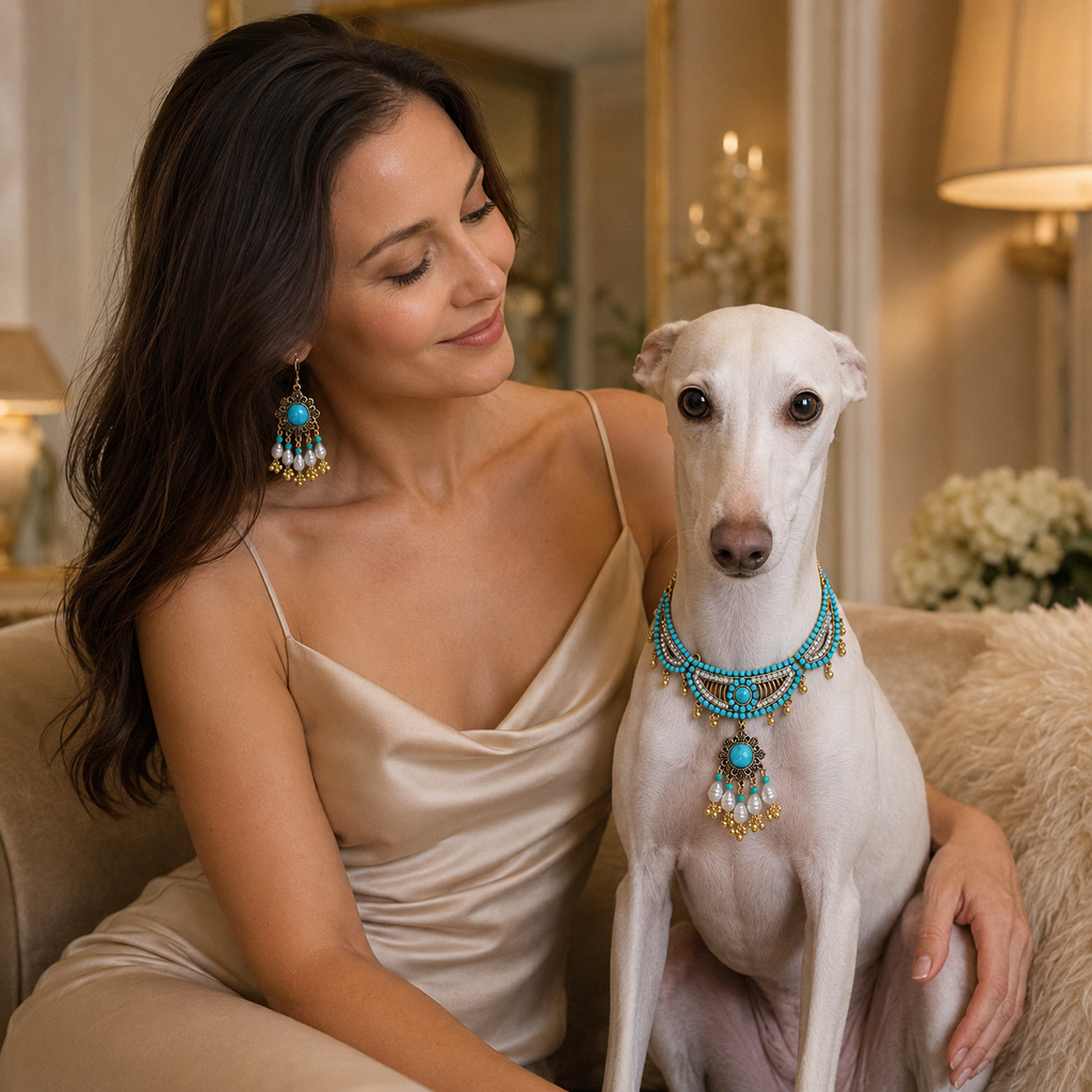 Azura • Größe L–XL • Schmuckset mit Tiercollier & Ohrhängern für Hunde & Lieblingsmenschen